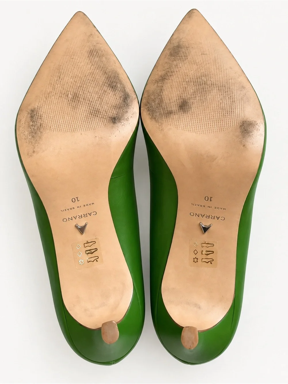 Carrano Green Leather Pointed Toe Stiletto Pumps Heels Size 10